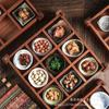 Plato de Cena de Nueve Cuadrículas Estilo Japonés Usa Madera Sabilli Importada Plato para Fondue y Barbacoa Vajilla Dividida Bandeja de Madera