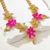 Collar con Cadena de Flores Exageradas Retro Florales Estilo Hong Kong Goteo de Aceite Transfronterizo Moda Europea y Americana