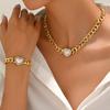 Moda Transfronteiriça Estilo Europeu e Americano Conjunto Colar Pulseira Feminino Hip-hop Diamante Amor Amor Design de Nicho Corrente para Clavícula Pulseira