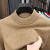 Suéter de punto fino anti-pilling para hombre de 400g para otoño e invierno, color liso, manga larga, cuello medio alto, suéter de punto para hombre, disponible en varios colores, venta al por mayor