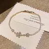 Pulsera de Flor con Circonita Bañada en Oro Real de 18 Quilates, Pulsera de Alto Nivel Estilo Coreano Estilo Ins, Joyería de Mano de Nicho de Moda de Lujo Ligero para Mujeres