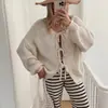 Chaqueta Cardigan de Punto con Cordones y Cuello Redondo 2026 Europea y Americana Transfronteriza Otoño e Invierno Nuevo Jersey Sencillo de Color Sólido para Commuter para Mujer