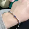 Pulsera de zafiro natural color bueno veta fina plata S925 incrustación Seiko tamaño de la piedra principal 4*6 mm