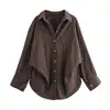 Comercio Exterior Otoño 2024 Nueva Camisa Top Largo Moda Holgado Casual Bolsillo Rayado 3067106