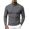 Nuevo suéter de punto trenzado de cuello alto ajustado para hombre de otoño e invierno, talla grande, camiseta básica casual de moda