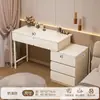 Tocador cuidadosamente seleccionado para dormitorio, mesita de noche simple y moderna, tocador con gabinete de almacenamiento, escritorio de maquillaje nuevo estilo crema integrado
