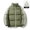 Chaqueta de algodón reversible, engrosada y con forro polar para actividades invernales al aire libre, con cuello alto y diseño reversible, adecuada para hombres