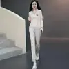 Traje Deportivo Casual de Moda para Mujer 2026 Verano Nuevo Elegante Moderno Reductor de Edad Jogger Pantalones de Pierna Ancha Conjunto de Dos Piezas