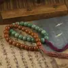 Suministro Directo de Fábrica Raíz de Bodhi Verde Raíz de Bodhi Weathered Estilo Antiguo Pulsera de Perlas Cilíndricas de Círculo Único Cuerda Trenzada de Mano Estilo Retro