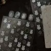 Susan Notas Pegatinas de Uñas para Niños con Estampado Dorado, Lindo Conejito Blanco Pegatinas Metálicas para Uñas, Ráfaga de Estrellas al por Mayor