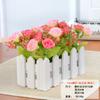 Cerca de Flores Simuladas Set de Plantas Verdes Flor Falsa Orquídea Saltarina Crisantemo Pequeña Flor Verde Rosa Diamante Decoración de Oficina Bonsái