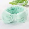 Diadema deportiva de coral fleece estilo coreano para el baño, banda para el pelo femenina, diadema de felpa con lazo para lavarse la cara y el maquillaje, tocado, venta al por mayor