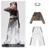 Traje de dança de jazz para meninas, moderno, moderno, moderno, dia de ano novo, roupas infantis, roupa da moda, estampa de leopardo, roupa para apresentação de dança infantil