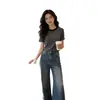 Camiseta de Verano 240g tipo Algodón Teñida en Hilo Rayada Off-Shoulder Manga Corta para Mujer, Corte Ajustado, Camiseta Básica Favorecedora para Ropa Exterior