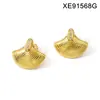 Brincos em Forma de Leque com Zircônia e Textura Retrô Francesa Conjunto de Colar com Concha Design de Moda Feminina Brincos Leves de Luxo em Aço Titânio