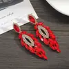 Pendientes de Personalidad Exagerada Europa y Estados Unidos Transfronterizos Pendientes Largos de Borla para Mujer Aleación de Diamante Hojas Pendientes Sentido de Lujo Ligero de Gama Alta