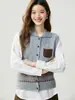 Chaleco de punto jacquard 100% cachemira, patrón Fair Isle de otoño/invierno para mujer, sin mangas, cárdigan de frente abierto, chaleco cálido