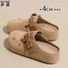 Zapatos de Mujer Estilo Birkenstock de Cuero Genuino con Suela Gruesa 2026 Nuevos de Primavera para Exteriores con Punta Cerrada Mocasines sin Cordones Zapatos Casuales sin Cordones