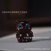 Llavero de Madera para Gatito Colgante Collar Palo de Rosa Tallado Caoba Estéreo Incrustado Cabeza de Gato Cadena para Teléfono Móvil Accesorios DIY