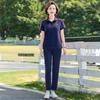 Terno esportivo de verão para mães, estilo ocidental, novo, 40 anos, meia-idade, feminino, casual, verão, duas peças, top de manga curta