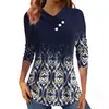 Transfronterizo Europeo y Americano 2023 Amazon Aliexpress Nuevo Tipo de Cuello con Botón Estampado Digital Variado Camisetas para Mujer