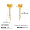 Diseño Elegante y Discreto, Pendientes Corazón de Acero Inoxidable Dorado de 18 Quilates Dulces y Románticos con Borlas de Circonita Blanca, Venta al por Mayor