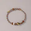 Pulseira Trançada com Nó Flor de Pessegueiro DIY, Cordão Semi-Acabado 'Nunca se Separando', Pulseira de Casal com Nó Flor de Pessegueiro Multicolorida Feita à Mão