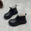 Artísticas Hechas a Mano Cuero Genuino 2025 Invierno Nuevo Felpa Casual Zapatos de Mujer Chica Mori Suela Gruesa Versátiles Piel de Vaca Cordones Botines al Tobillo