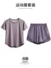 Comercio Exterior Transfronterizo Ropa Deportiva para Hombres y Mujeres, Secado Rápido, Transpirable, Corte Holgado Pantalones Cortos de Entrenamiento Deportivo de Manga Corta, Tops de Yoga, Ropa de Fitness