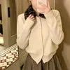 Suéter de punto con cuello de solapa y estampado de leopardo para mujer, nuevo estilo otoño e invierno, cárdigan de punto casual y holgado, top estilizado y favorecedor