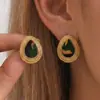 Pendientes de acero inoxidable con patrón irregular de gota de agua de nácar transfronterizos, pendientes de moda 18K de oro, sin decoloración, joyería