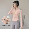 Jaqueta Cardigan Esportiva de Yoga com Zíper de Secagem Rápida Feminina Jaqueta de Corrida Fitness Manga Longa Top Alta Elasticidade Respirável Roupa Esportiva de Treinamento