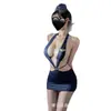 Gato Nocturno Sexy Escote en V Profundo Lencería Juego de Rol Uniforme Femenino Atuendo Seductor Tentación Apasionada Set Ajustado Qqny