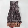 Vestido Casual de Algodón Puro con Estampado Digital Nuevo Transfronterizo, Cuello Redondo, Sin Mangas, Largo Medio, para Mujer, Verano en la Playa