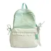 Mochila de cuadros dulce estilo coreano ins para estudiantes de secundaria y preparatoria, mochila ligera de gran capacidad con ribete de encaje