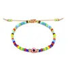 Pulsera Nueva de Cristal para Arroz Tejida a Mano Ojo del Diablo con Cuentas de Ojo Esmaltado para Mujeres