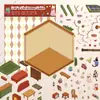 Adesivos de Paisagismo para Cena em Miniatura de Cabana de Natal de Gato Adesivos Estéreo 3D Mundo Pequeno Alívio de Estresse para Estudantes Adesivos Artesanais DIY