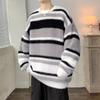 Suéter de rayas contrastantes para hombre, otoño e invierno 2024, retro, holgado y moderno.