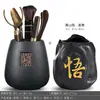&Frete Grátis Cerimônia do Chá Seis Cavalheiros Combinação Conjunto Completo Acessórios para Conjunto de Chá Kung Fu Colher de Chá de Bambu Pinças Pinças Madeira Maciça