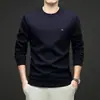 2026 Novo Moletom Masculino Moda Outono Marca Tendência Manga Longa Camiseta Masculina Casual Cor Sólida Gola Redonda Camada Interna Camada Base