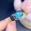 Anillo de Turmalina Paraíba Piedra Principal 7*9mm Calidad de Cuerpo Totalmente Limpio Color Fuego Súper Impresionante Plata 925 Incrustación de Precisión