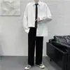Camisa branca de manga curta masculina moda verão casual terno camisa de polegada uniforme de classe estudantil camisa interna DK manga longa