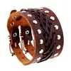 Pulseira de Couro Trançado Retrô com Rebites Estilo Punk Criativo Personalizada Pulseira Unissex Pulseira Larga de Couro Pulseira de Couro Genuíno