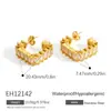 Pendientes Transfronterizos de Acero Inoxidable Incrustados con Circonita Forma de C Estilo Retro Forma de Corazón Lujo Accesible Elegantes de Moda Pendientes Chapados en Oro de 18K