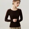 Suéter de Lã Fina Yangzi 2026 Outono/Inverno Novo Suéter Feminino Gola Redonda Camada Base Elegante Ajuste Slim