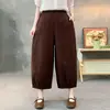 Pantalones de Linterna de Algodón de Gasa de Doble Capa de Nuevo Estilo 2026 para Mujer, Verano Delgados Vintage Artísticos Holgados Talla Extra Casual para Mujer