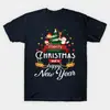Camiseta de Manga Corta para Hombre y Mujer, Árbol de Navidad, Papá Noel, Muñeco de Nieve, Navidad, Año Nuevo, Camiseta Corta Holgada de Talla Grande