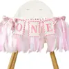 Banner Temático de Lazo para Silla Alta de 1 Año, Bandera para Fiesta de Primer Cumpleaños, Topper para Pastel, Sombrero de Cumpleaños Uno/Dos, Corona
