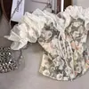 Top strapless floral estilo francés para mujer, nuevo top sin mangas tipo corsé de ballenas con retazos vintage, primavera temprana 2026