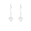 Pendientes de plata de ley S925 con forma de corazón para mujer, estilo coreano, elegantes y combinables, con ondas.